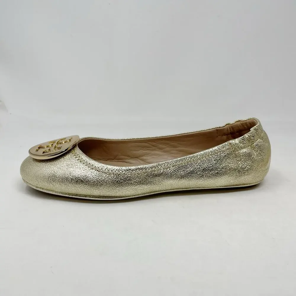 Tory Burch Gold Logo Ballet Flats